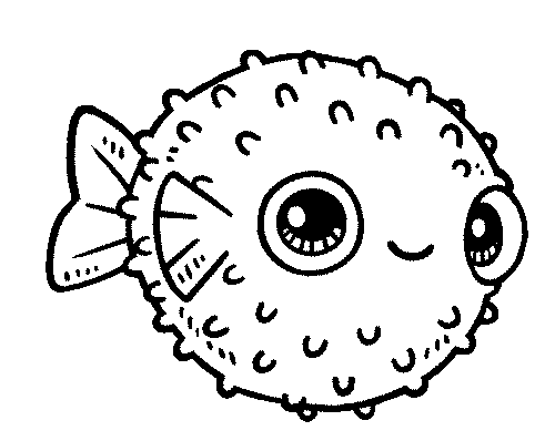 pic of an unnamed pufferfish, drawn by rekka bellum of kokorobot.ca and hundred rabbits :3